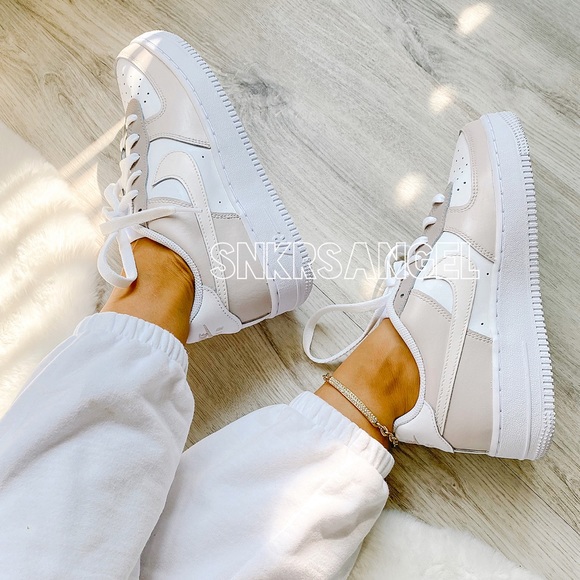 Nike custom air force 1 low sneakers tan beige - Picture 2 of 3